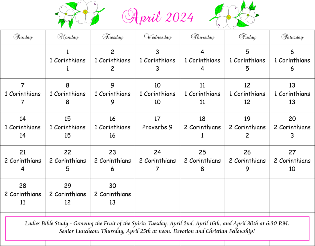 April Bible Reading Calendar