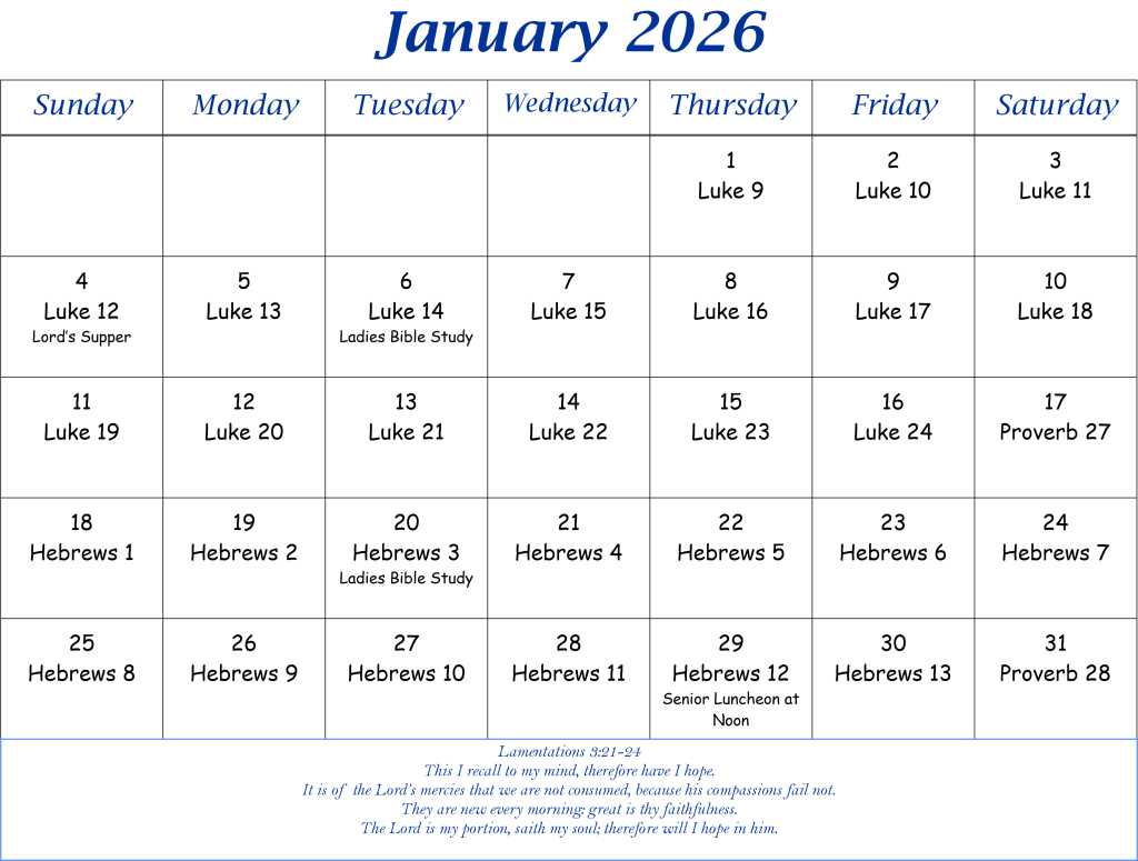January Bible Reading Calendar