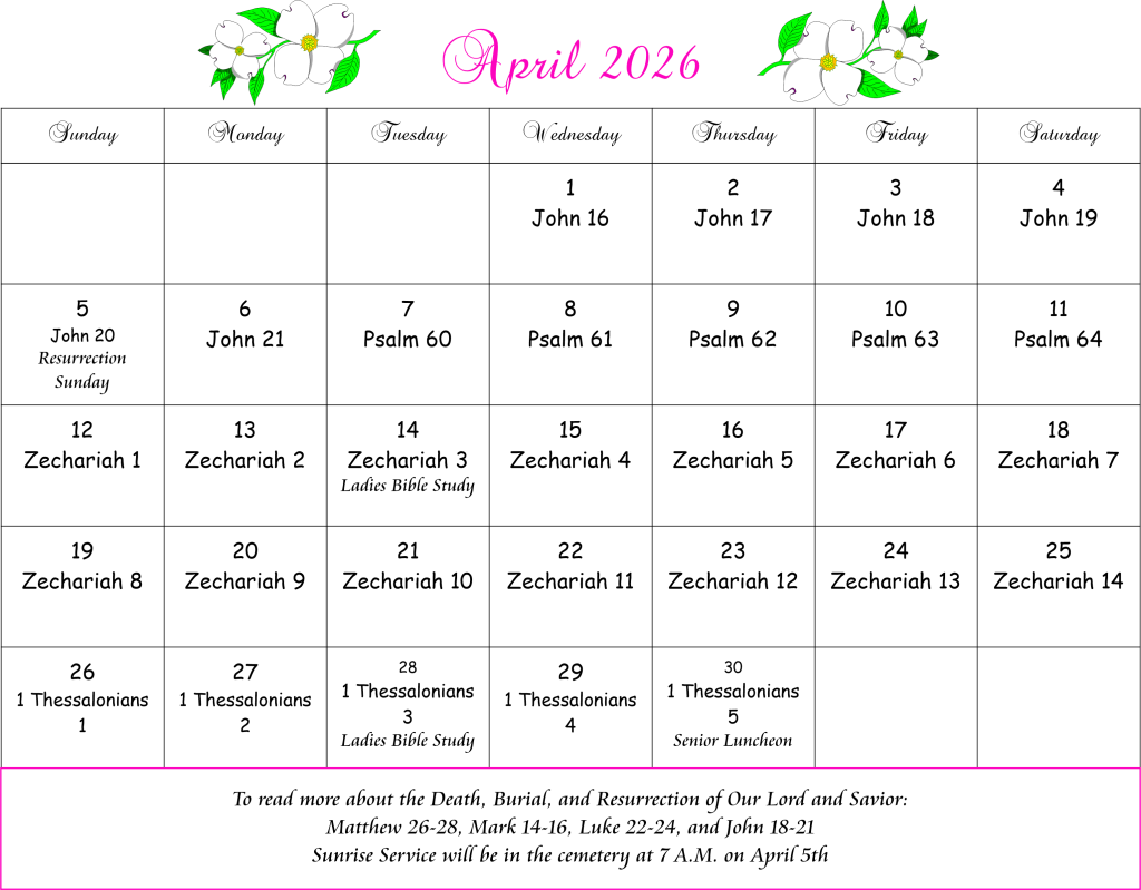 April Bible Reading Calendar