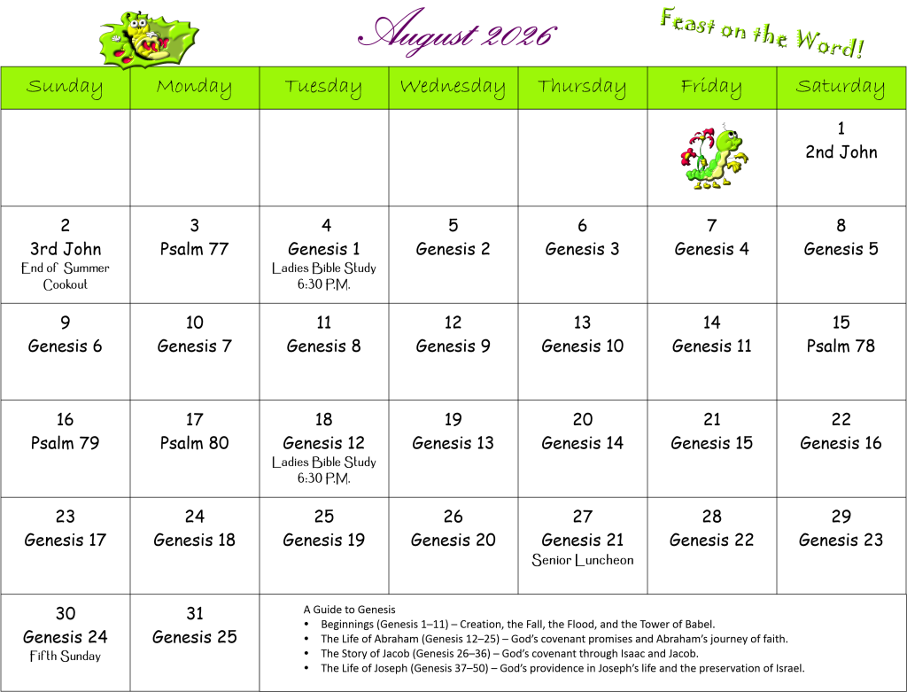 August Bible Reading Calendar Image